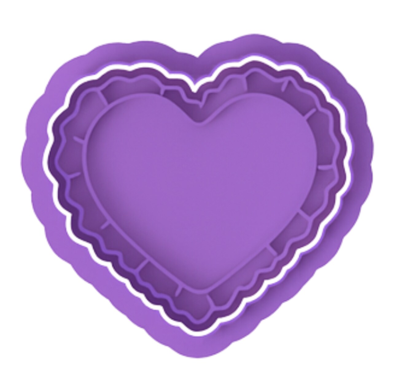 Scalloped Heart Shaped Cookie Cutter & Stamp with Size Options